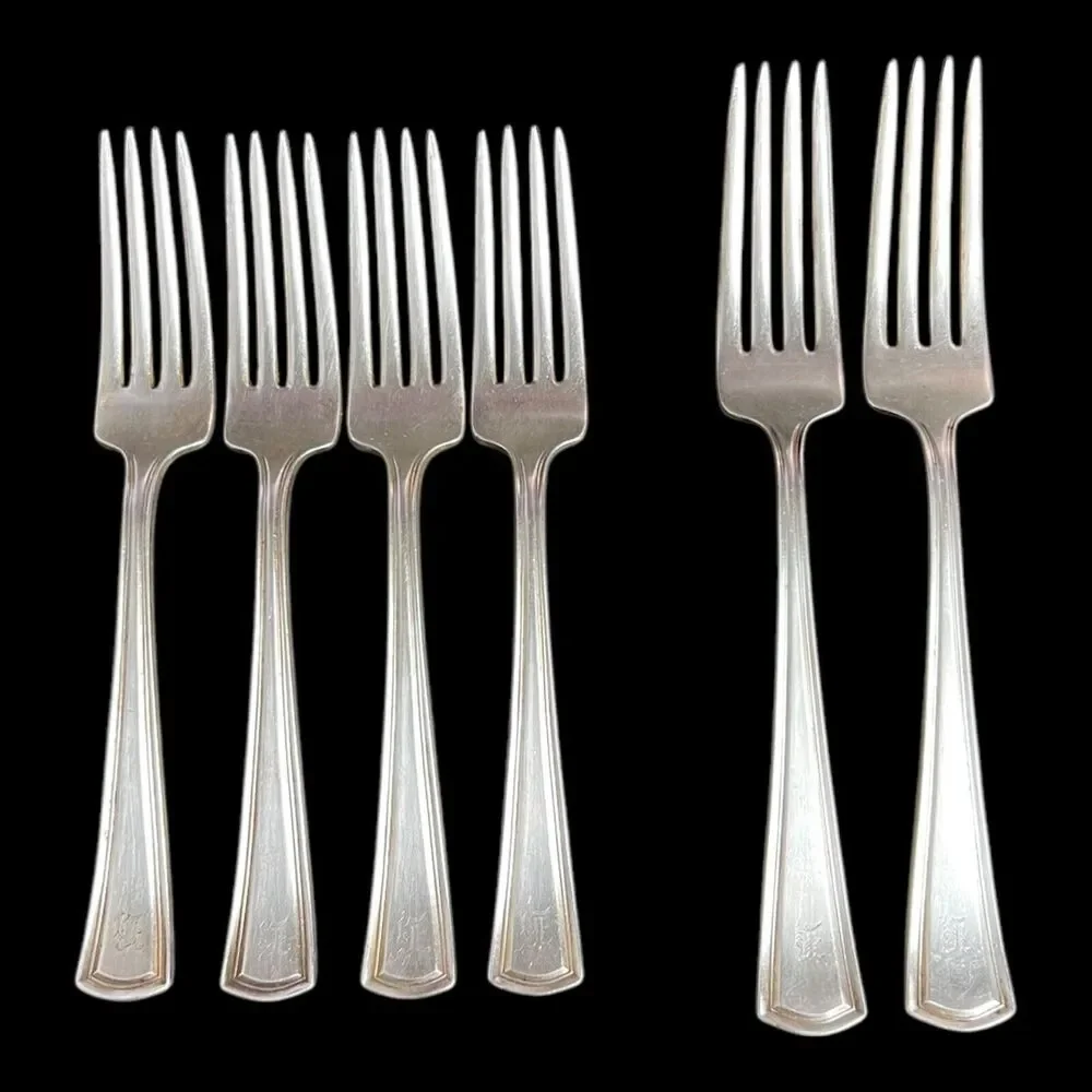 Alvin Patent Vintage Silver Plated Dinner Fork Sets Of 4 Medium & 2 Large